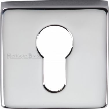 Click Here To Enlarge This Photo Of SQ5004-PC Heritage Brass Euro Profile Cylinder Escutcheon Polished Chrome Finish