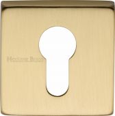 SQ5004-SB Heritage Brass Euro Profile Cylinder Escutcheon Satin Brass Finish