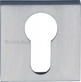 SQ5004-SC Heritage Brass Euro Profile Cylinder Escutcheon Satin Chrome Finish