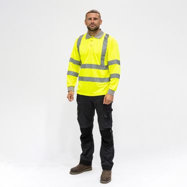 Click Here To Enlarge This Photo Of TIMCO - Hi-Visibility Polo Shirt - Long Sleeve - Yellow