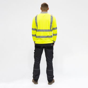 Click Here To Enlarge This Photo Of TIMCO - Hi-Visibility Polo Shirt - Long Sleeve - Yellow
