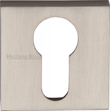 Click Here To Enlarge This Photo Of SQ5004-SN Heritage Brass Euro Profile Cylinder Escutcheon Satin Nickel Finish