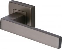 SQ5420-MB Heritage Brass Door Handle Lever Latch on Square Rose Delta Sq Design Matt Bronze Finish