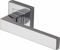 SQ5420-PC Heritage Brass Door Handle Lever Latch on Square Rose Delta Sq Design Polished Chrome Finish