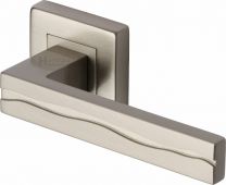 SQ5440-SN Heritage Brass Door Handle Lever Latch on Square Rose Amazon Sq Design Satin Nickel Finish