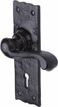Click Here To Enlarge This Photo Of TC100 M.Marcus The Tudor Collection Door Handle Lever Lock Shropshire Design Black Iron