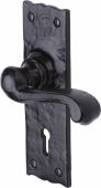 TC100 M.Marcus The Tudor Collection Door Handle Lever Lock Shropshire Design Black Iron