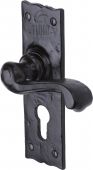 TC148 M.Marcus The Tudor Collection Door Handle For Euro Profile Plate Shropshire Design Black Iron
