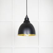 49517EB From The Anvil Hammered Brass Brindley Pendant in Elan Black Hammered Brass