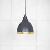 49517SL From The Anvil Hammered Brass Brindley Pendant in Slate Hammered Brass