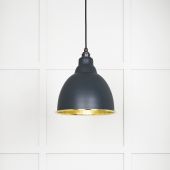 49517SO From The Anvil Hammered Brass Brindley Pendant in Soot Hammered Brass