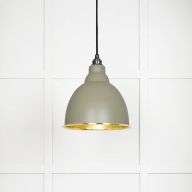 Click Here To Enlarge This Photo Of 49517TU From The Anvil Hammered Brass Brindley Pendant in Tump Hammered Brass