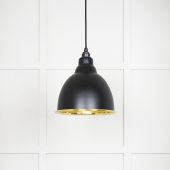 49518EB From The Anvil Smooth Brass Brindley Pendant in Elan Black Smooth Brass
