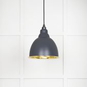 49518SL From The Anvil Smooth Brass Brindley Pendant in Slate Smooth Brass