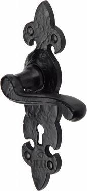 Click Here To Enlarge This Photo Of TC200 M.Marcus The Tudor Collection Door Handle Lever Lock Fleur De Lys Design Black Iron
