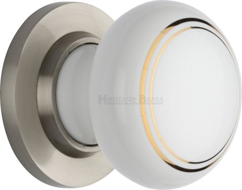 Click Here To Enlarge This Photo Of 6010-SN Heritage Brass Gold Line Mortice Knob with Satin Nickel Base