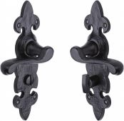 TC220 M.Marcus The Tudor Collection Door Handle For Bathroom Fleur De Lys Design Black Iron