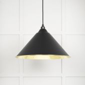 49524EB From The Anvil Smooth Brass Hockley Pendant in Elan Black Smooth Brass
