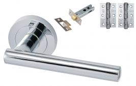 Eclipse 24623 'Corvette' Polished Chrome Round Rose Lever Pack c/w Grade 7 Ball Bearing Hinges & Tubular Mortice Latch