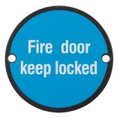 SEX1015MB - Carlisle Brass Eurospec 'Fire Door Keep Locked' Sign 76mm Matt Black