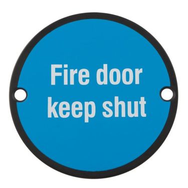 Click Here To Enlarge This Photo Of SEX1016MB - Carlisle Brass Eurospec 'Fire Door Keep Shut' Sign 76mm Matt Black