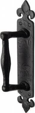 Click Here To Enlarge This Photo Of TC386 M.Marcus The Tudor Collection Door Pull Handle on Plate Offset Black Iron