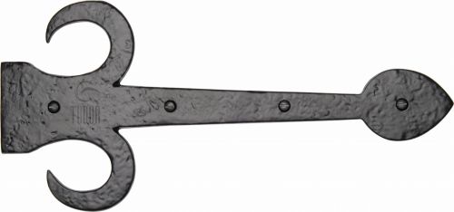 Click Here To Enlarge This Photo Of TC412 305 M.Marcus The Tudor Collection Dummy Strap Hinge Fleur De Lys Design 12" Black Iron