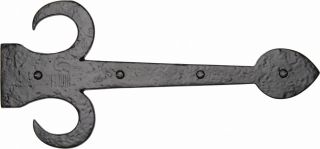 TC412 305 M.Marcus The Tudor Collection Dummy Strap Hinge Fleur De Lys Design 12" Black Iron