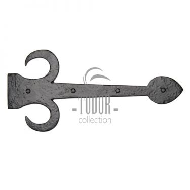 Click Here To Enlarge This Photo Of TC412 381 M.Marcus The Tudor Collection Dummy Strap Hinge Fleur De Lys Design 15" Black Iron
