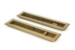 48309 From the Anvil Aged Brass 250mm Art Deco Rectangular Pull - Privacy Set