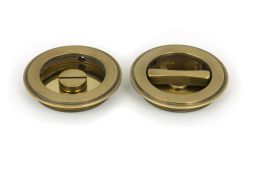 48331 From the Anvil Aged Brass 75mm Plain Round Pull - Privacy Set