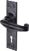 TC600 M.Marcus The Tudor Collection Door Handle Lever Lock Wellington Design Black Iron
