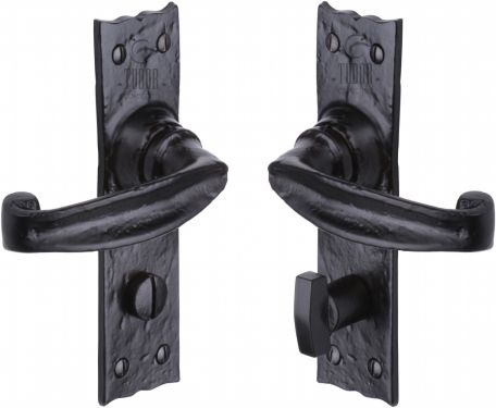 Click Here To Enlarge This Photo Of TC620 M.Marcus The Tudor Collection Door Handle For Bathroom Wellington Design Black Iron