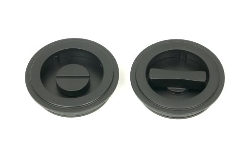 Click Here To Enlarge This Photo Of 50218 From the Anvil Matt Black 60mm Art Deco Round Pull - Privacy Set
