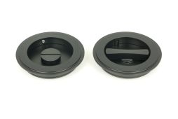 50219 From the Anvil Matt Black 75mm Art Deco Round Pull - Privacy Set