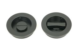 50220 From the Anvil Matt Black 60mm Plain Round Pull - Privacy Set