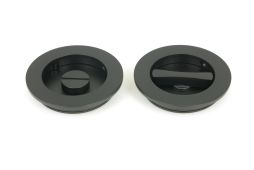 50221 From the Anvil Matt Black 75mm Plain Round Pull - Privacy Set