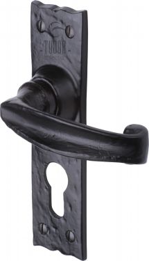Click Here To Enlarge This Photo Of TC648 M.Marcus The Tudor Collection Door Handle For Euro Profile Plate Wellington Design Black Iron