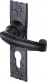 TC648 M.Marcus The Tudor Collection Door Handle For Euro Profile Plate Wellington Design Black Iron