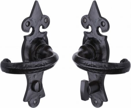 Click Here To Enlarge This Photo Of TC820 M.Marcus The Tudor Collection Door Handle For Bathroom Wroxeter Design Black Iron