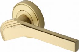 TIF1926-SB Heritage Brass Door Handle Lever on Rose Tiffany Design Satin Brass Finish