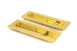 47163 From the Anvil Polished Brass 175mm Plain Rectangular Pull - Privacy Set