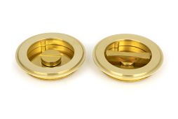 47170 From the Anvil Polished Brass 75mm Art Deco Round Pull - Privacy Set