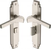TIF5230-SN Heritage Brass Door Handle Bathroom Set Tiffany Design Satin Nickel Finish