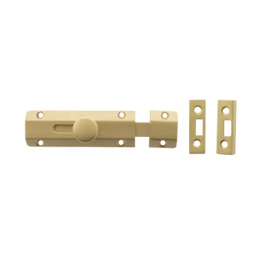 Click Here To Enlarge This Photo Of Atlantic - ASB4SB Solid Brass Surface Door Bolt 4" - Satin Brass