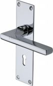 TRI1300-PC Heritage Brass Door Handle Lever Lock Trident Design Polished Chrome Finish
