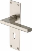 TRI1300-SN Heritage Brass Door Handle Lever Lock Trident Design Satin Nickel Finish