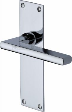 Click Here To Enlarge This Photo Of TRI1310-PC Heritage Brass Door Handle Lever Latch Trident Design Polished Chrome Finish