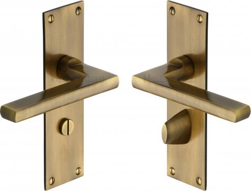 Click Here To Enlarge This Photo Of TRI1330-AT Heritage Brass Door Handle Bathroom Set Trident Design Antique Brass Finish