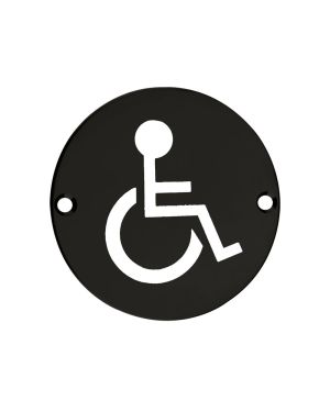 Click Here To Enlarge This Photo Of ZSS07-PCB - Zoo Hardware 76mm Disabled Disc Symbol - Powder Coated Black